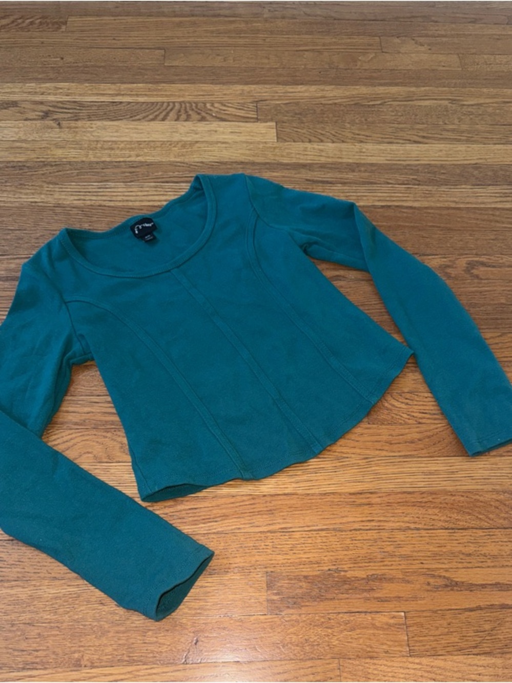💕3 for $15💕 art class Teal Long-Sleeve Scoop Neck Top